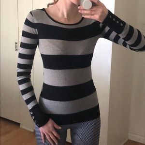 CLUB MONACO Grey and Black Striped Long Sleeve